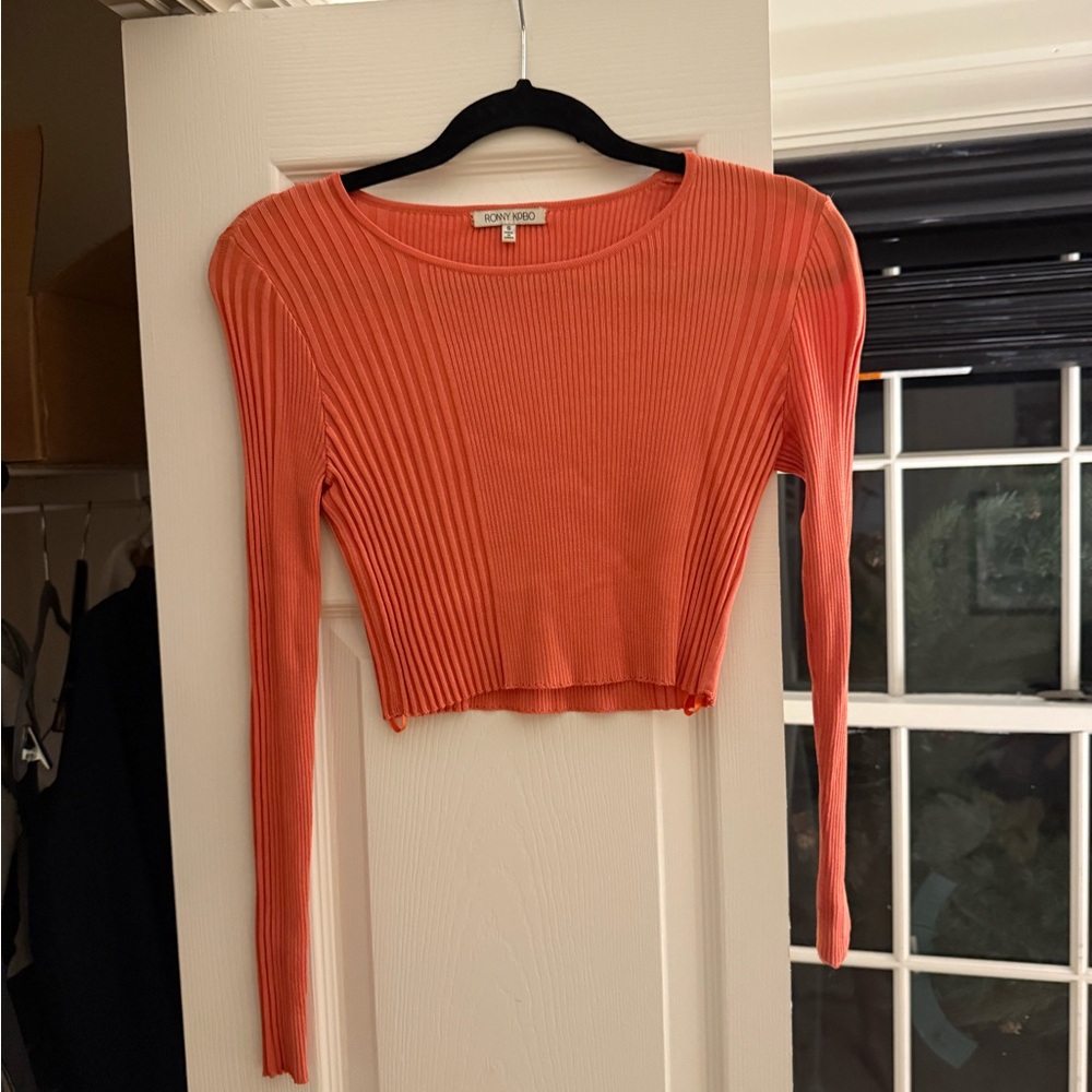Ronny Kobo Collection Coral Ribbed Crop Top
